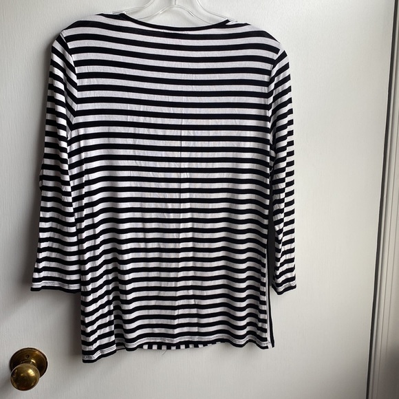 Vince Camuto Striped 3/4 sleeve Top Contrasting stripes Designer Crew Neck Small - Picture 5 of 5